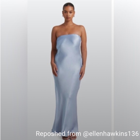 Bec + Bridge Moon Dance Strapless Maxi Dress Dusty Blue - Picture 1 of 6